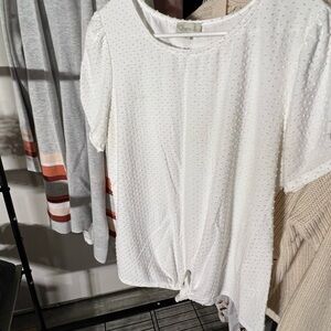 Chenault White Textured Short Sleeve Top